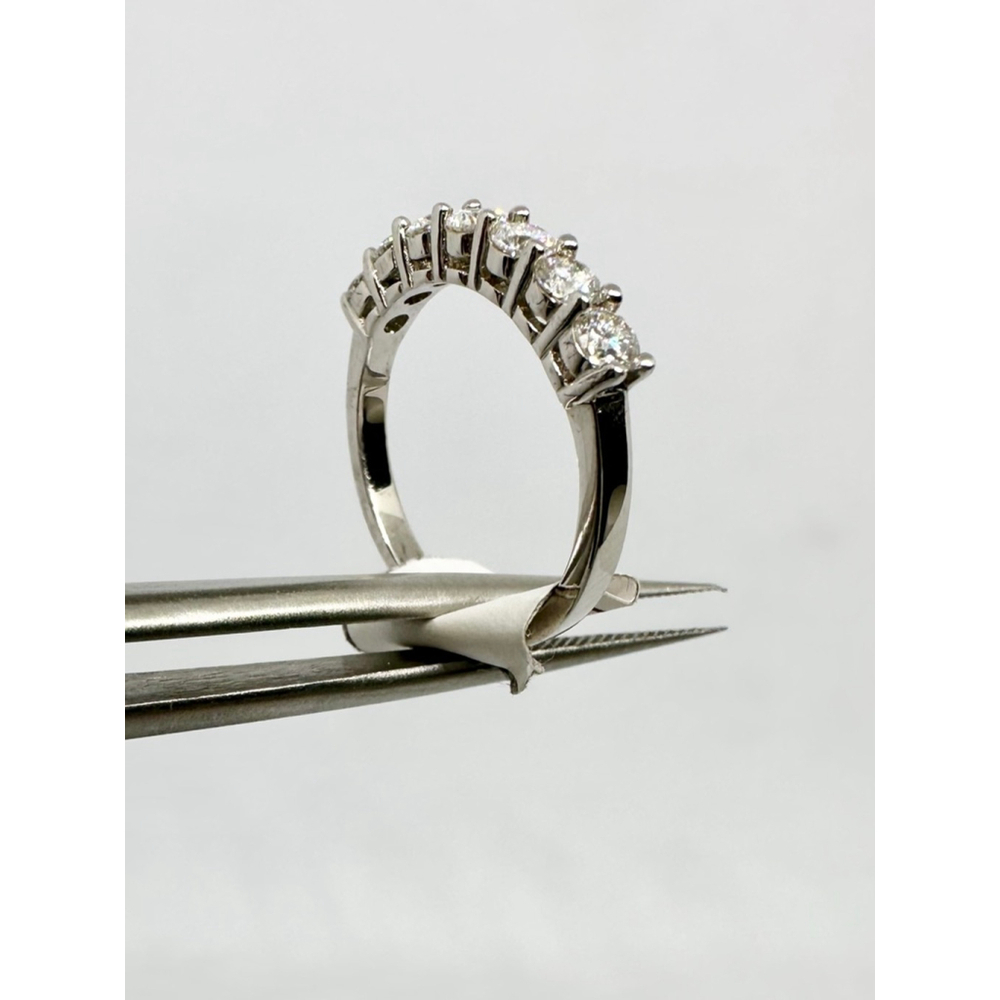 Moissanite Band 7 Stone Anniversary Wedding Ring 18K 925 GRA Round